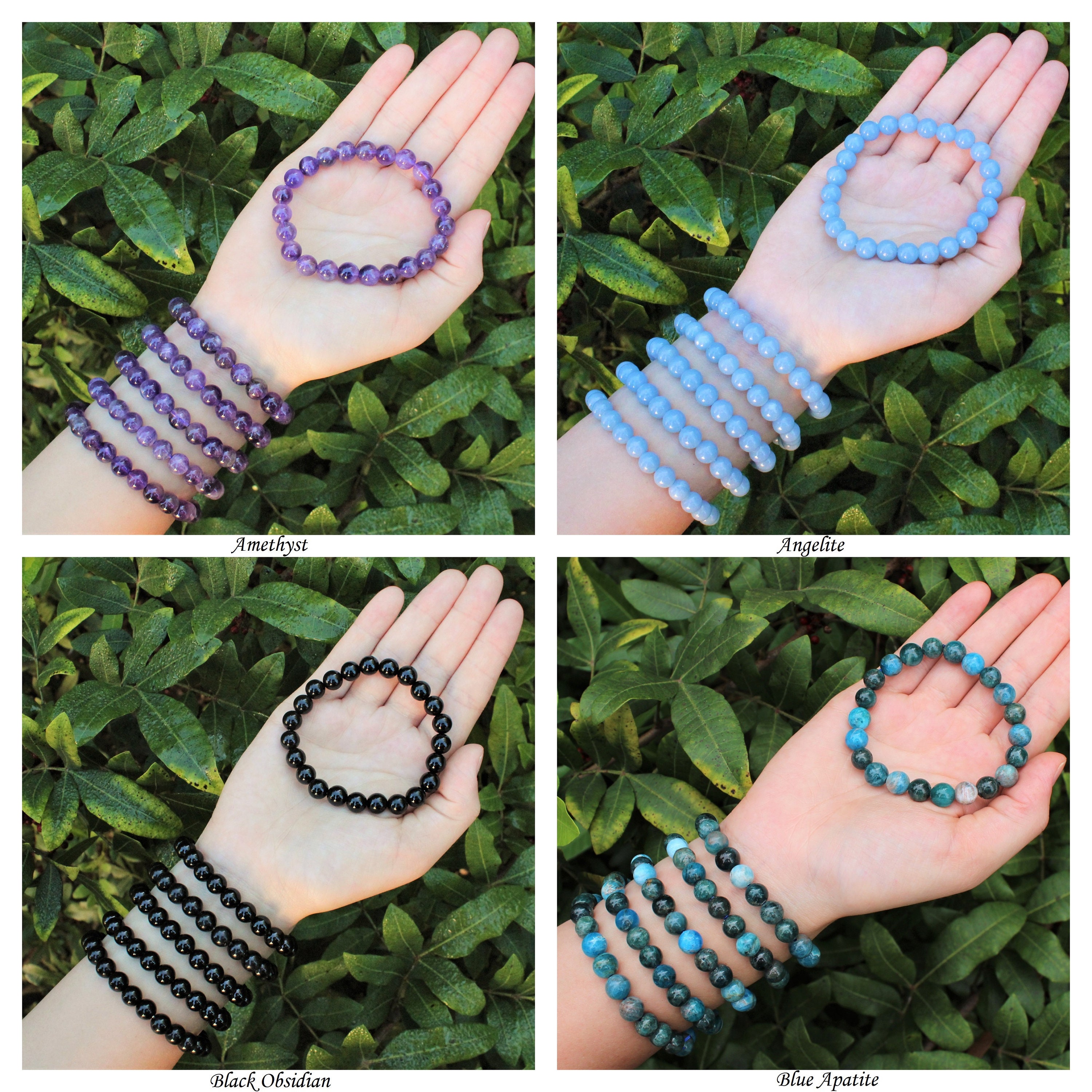 Gemstone 8 mm Bead Bracelets HUGE Variety of 8 mm Rounded Stone
