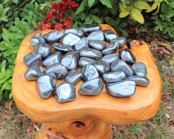 JUMBO Hematite Tumbled Stones: Choose Ounces or lb Bulk Wholesale Lots (Premium Quality 'A' Grade)