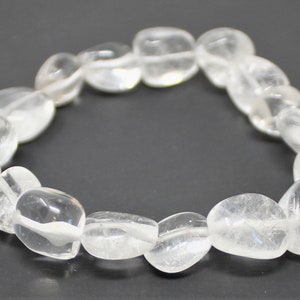Clear Quartz Tumbled Gemstone Bracelet: 6-8 Mm Stones premium Grade ...