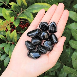 Black Tourmaline Tumbled Stones, 0.75" - 1": Choose How Many Pieces (Premium Quality 'A' Grade)