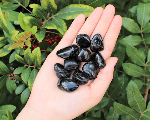 Black Tourmaline Tumbled Stones, 0.75" - 1": Choose How Many Pieces (Premium Quality 'A' Grade)