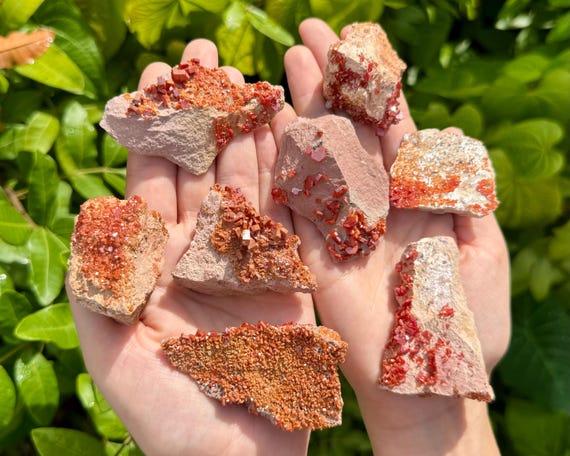 Natural Vanadinite Clusters On Matrix - Raw Vanadinite Crystal Specimens ('A' Grade Vanadinite Stones From Morocco)