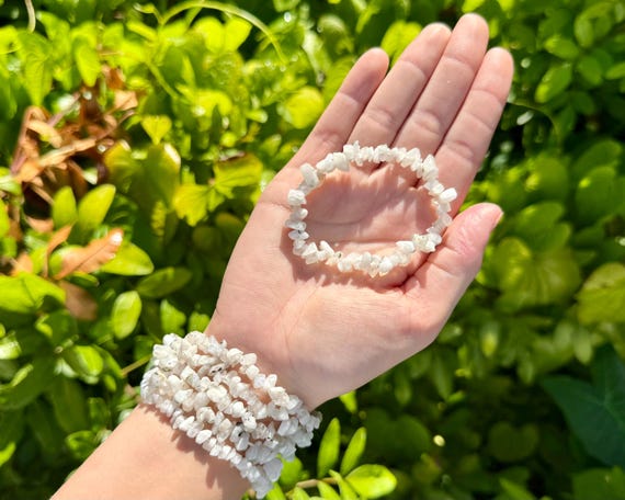 Rainbow Moonstone Chip Bracelet - Choose How Many (Premium Quality Natural Rainbow Moonstone Crystal Bracelets, Moonstone Jewelry)