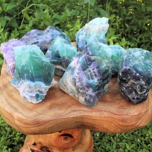 JUMBO Rainbow Fluorite Crystals, Natural Raw Fluorite Specimens - Choose Size (Premium Quality Large Rough Purple & Green Rainbow Fluorite)