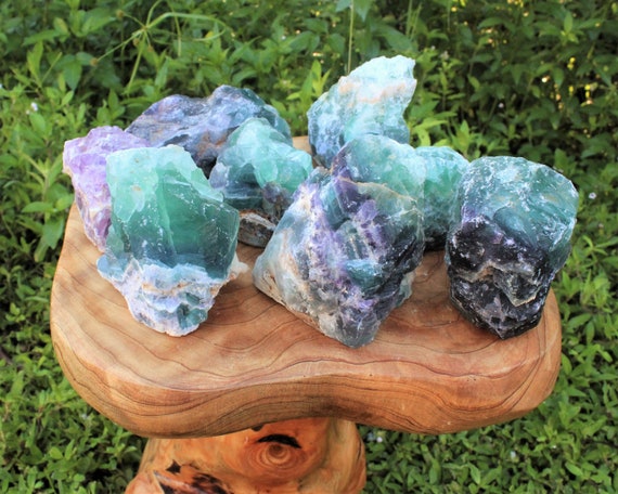 Natural Rainbow Fluorite Pieces JUMBO Specimens: Choose Size (Premium Quality 'A' Grade, Stunning Purple & Green Rainbow Fluorite)