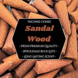 SANDALWOOD Incense Cones: Choose 10, 20, 50, 100 or 200 Bulk Lots