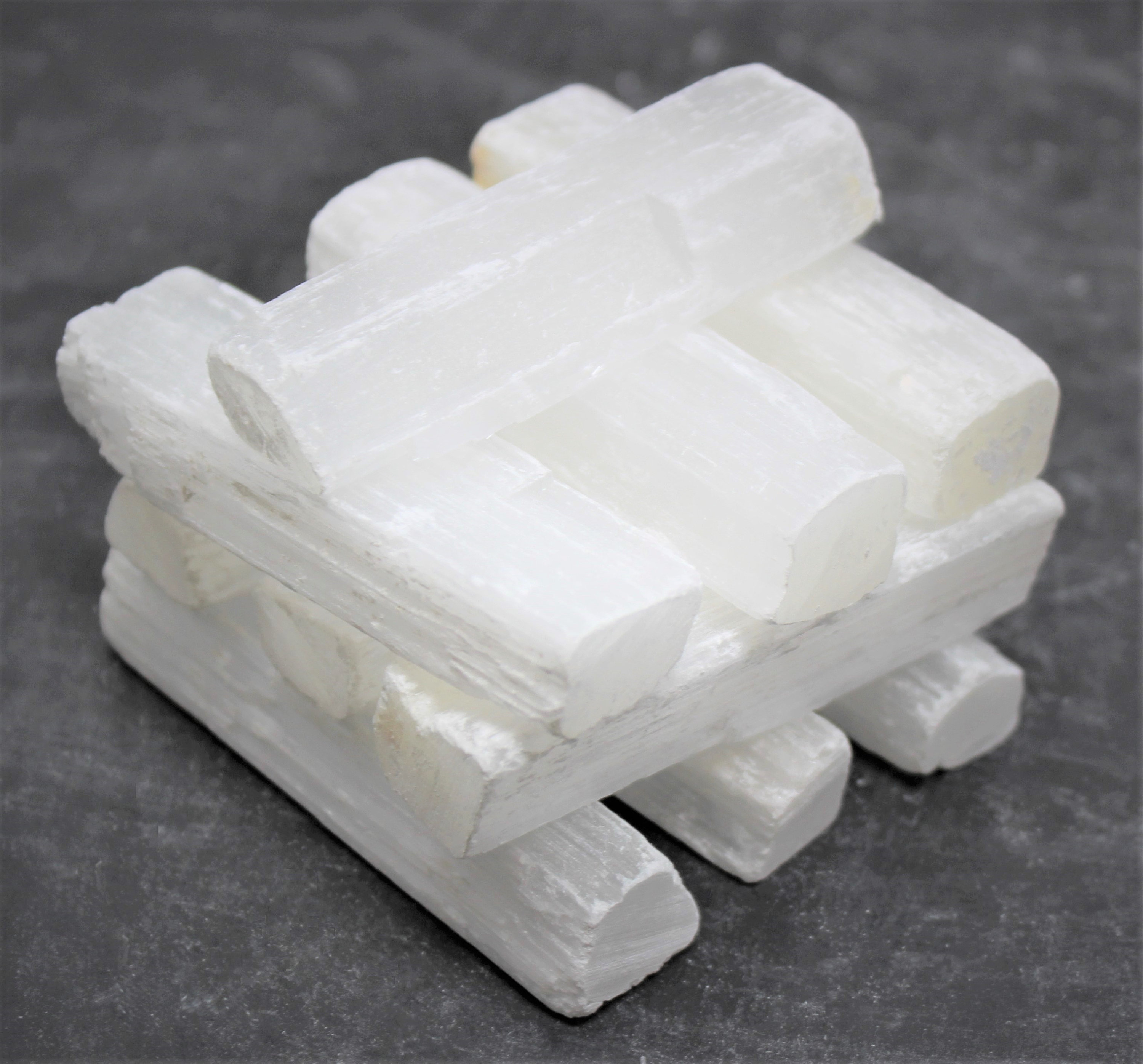 3 White Selenite Sticks 50 Piece Bulk Lot, Raw Rough Natural Sticklets