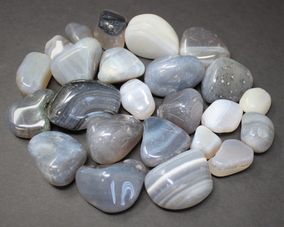 Large Chalcedony Tumbled Stones, 1 - 1.25": Choose Ounces or lbs Wholesale Bulk Lots ('A' Grade Tumbled Chalcedony, Healing Crystals)