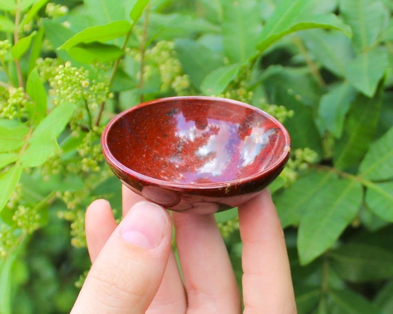 Red Jasper Crystal Bowl, 2" Hand Carved Natural Gemstone Bowls ('AAA' Grade Premium Quality Crystal Bowl, Red Jasper Jewelry Bowl)