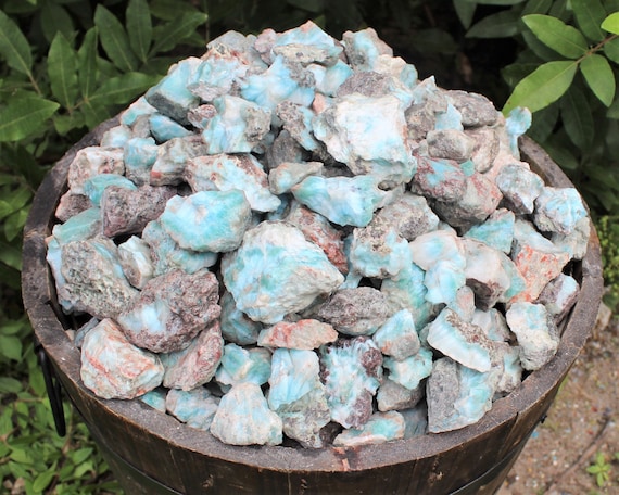 Larimar Rough Natural Stones: Choose Ounces or lb Bulk Wholesale Lots (Premium Quality 'A' Grade, Raw Larimar Crystals)