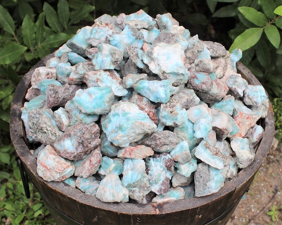 Larimar Rough Natural Stones: Choose Ounces or lb Bulk Wholesale Lots (Premium Quality 'A' Grade)