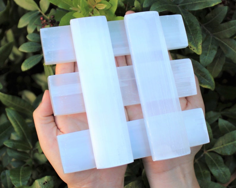 6 Polished Selenite Charging Station, Selenite Crystal Ruler Choose How Many Crystal Cleaning, Charging & Purification image 5