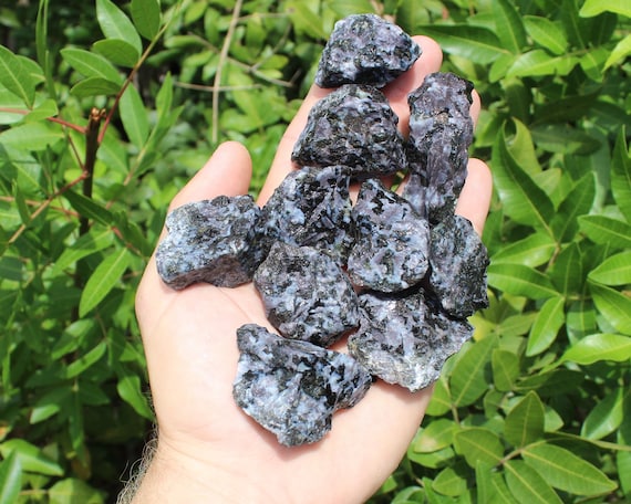Indigo Gabbro Rough Natural Stones: Choose How Many Pieces (Premium Quality 'A' Grade, Mystic Merlinite Crystals)