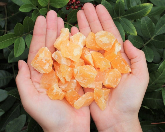 Orange Calcite Rough Natural Chips, 0.5" - 1.25": Choose Ounces or lb Wholesale Bulk Lots ('A' Grade Orange Calcite Chips)