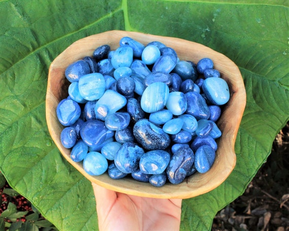 Blue Onyx Tumbled Stones: Choose Ounces or lb Bulk Wholesale Lots (Premium Quality 'A' Grade)