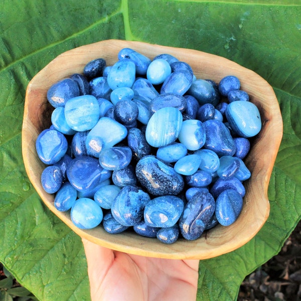 Blue Onyx Tumbled Stones: Choose Ounces or lb Bulk Wholesale Lots (Premium Quality 'A' Grade)