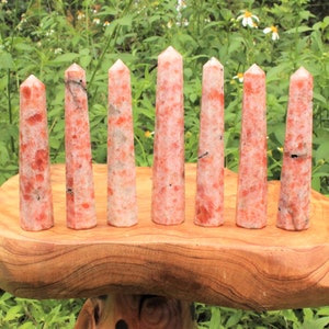 Sunstone Obelisk, Two Sizes: Medium or LARGE 2.5 - 5&quot; (6-Sided, &#39;A&#39; Grade, Sunstone Crystal Obelisk, Sunstone Tower, Sunstone Crystal)