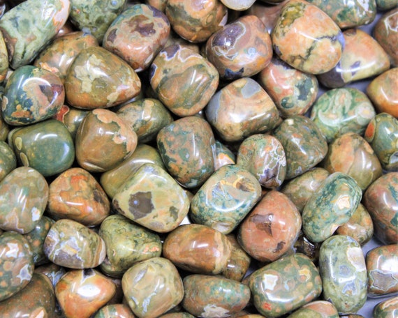 Rhyolite Tumbled Stones: Choose Ounces or lb Bulk Wholesale Lots (Premium Quality 'A' Grade, Rainforest Jasper)