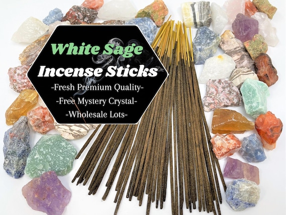 WHITE SAGE Incense Sticks + FREE Mystery Crystal: Choose How Many (Wholesale Bulk Lots)
