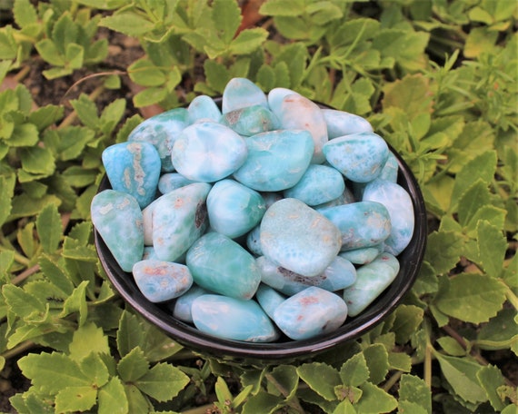 Larimar Tumbled Stones: Choose Ounces or lb Bulk Wholesale Lots (Premium Quality 'A' Grade)