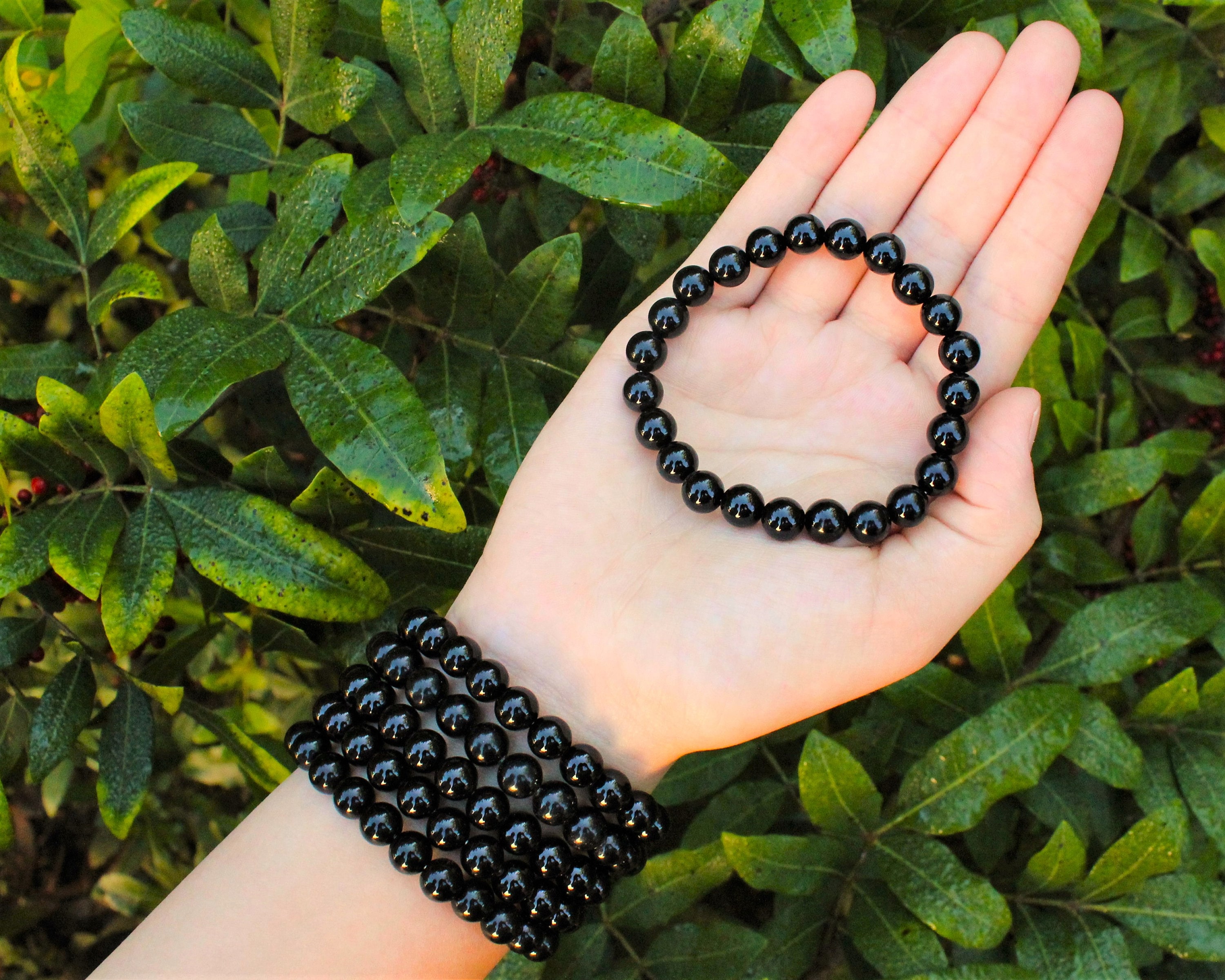 Black obsidian bead bracelet discount