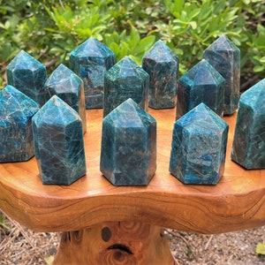 Blue Apatite Tower, LARGE Polished Blue Apatite Crystal Tower ('AAA' Grade Natural Blue Apatite Obelisk, Apatite Crystal Tower)