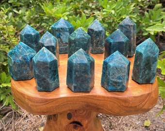 Blue Apatite Tower, LARGE Polished Blue Apatite Crystal Tower ('AAA' Grade, Natural Blue Apatite Obelisk, Apatite Point, Crystal Tower)