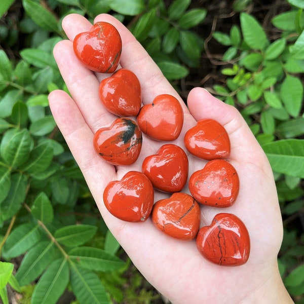 Red Jasper Heart 1" - Choose How Many ('A' Grade Premium Quality Red Jasper Crystal Hearts)