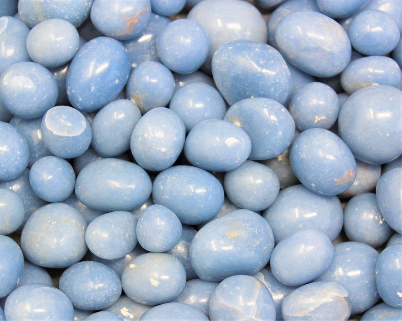 Angelite Tumbled Stones: Choose How Many Pieces Premium Quality 'A' Grade 50