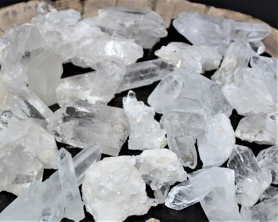 Mini Clear Quartz Crystal Clusters, Points and Peices - Choose Ounces or lbs Wholesale Bulk Lots ('A' Grade Natural Clear Quartz Clusters)