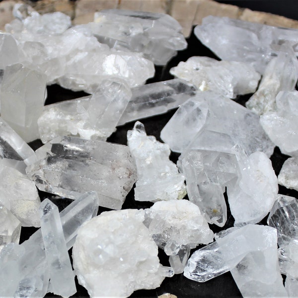 Mini Clear Quartz Crystal Clusters, Points and Peices - Choose Ounces or lbs Wholesale Bulk Lots ('A' Grade Natural Clear Quartz Clusters)