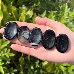 Black Onyx Worry Stone - Choose How Many (Smooth Polished Pocket Stone, Black Onyx Palm Stone, Black Onyx Crystal)