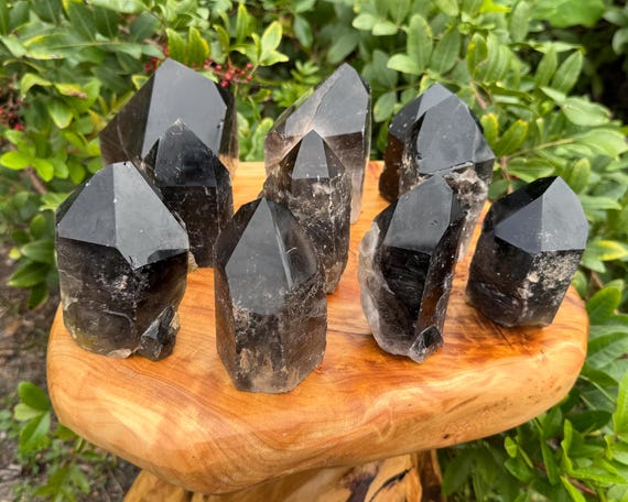 LARGE Smoky Quartz Crystal Point with Cut Base, Free Standing Crystal: Choose Size (Crystal Points, Smoky Quartz Point, Natural Rough Point)