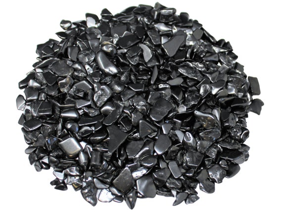 Shungite Semi Tumbled Gemstone Mini Chips 5 - 15 mm: Choose Ounces or lbs Loose Wholesale Bulk Lots (Shungite Chips, Shungite Crystals)