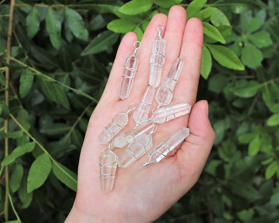 Clear Quartz Wire Wrapped Point Pendant / Necklace (Crystal Pendant, Wire Wrapped Clear Quartz)