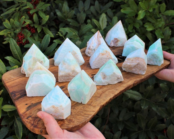 Caribbean Calcite Top Polished Point 'AAA' Grade - Stunning Caribbean Calcite Cut Base Point (Natural Blue Caribbean Calcite Ocean Crystal)