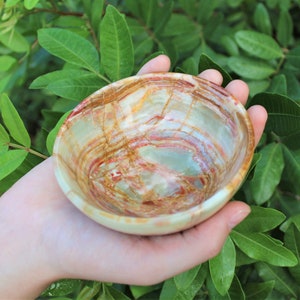 Green Onyx Crystal Bowl, Large 4&quot; Diameter Onyx Stone Bowl (Decorative Crystal Bowl, Stone Bowl, Natural Onyx Bowl)