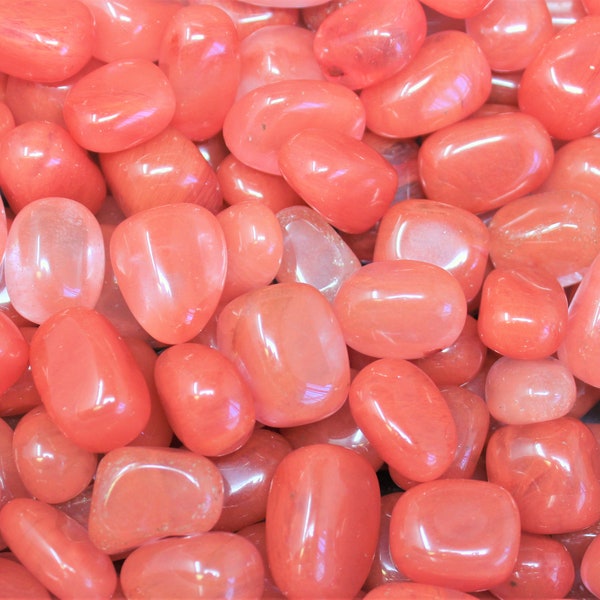 Cherry Quartz Tumbled Stones: Choose Ounces or lb Bulk Wholesale Lots (Premium Quality 'A' Grade, Strawberry Obsidian)
