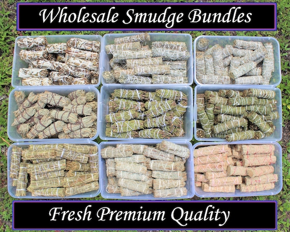 WHOLESALE Sage Smudge Bulk Bundles: Black, Blue, Cedar, Copal, Desert, Dragons Blood, Mountain, White & Yerba (Fresh Cleansing Sage Bundles)