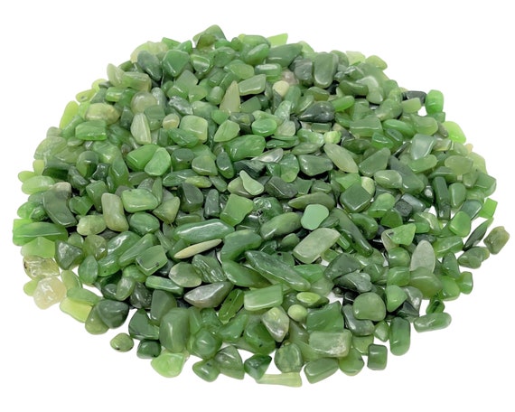 Jade Nephrite Semi Tumbled Gemstone Mini Chips 5 - 15 mm: Choose Ounces or lb Loose Wholesale Bulk Lots ('AAA' Grade, Jade Nephrite Chips)