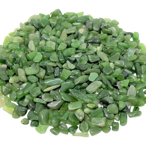 Jade Nephrite Semi Tumbled Gemstone Mini Chips 5 - 15 mm: Choose Ounces or lb Loose Wholesale Bulk Lots ('AAA' Grade, Jade Nephrite Chips)