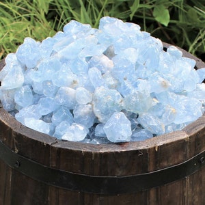 Small Celestite Rough Chips: Choose Ounces or lb Bulk Wholesale Lots (Premium Quality 'A' Grade, Natural Celestite Crystals)