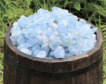 Small Celestite Rough Chips: Choose Ounces or lb Bulk Wholesale Lots (Premium Quality 'A' Grade, Natural Celestite Crystals)