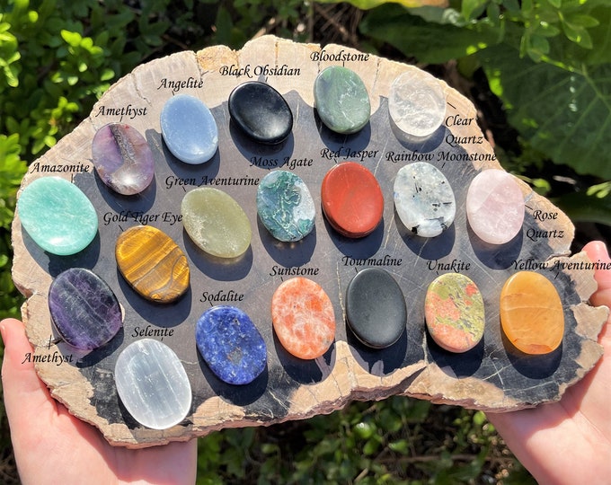 Crystal Worry Stones - HUGE Assortment - Choose Your Gemstone (Smooth Polished Palm Stones)