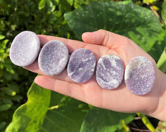 Lepidolite Palm Stones & Worry Stones Lepidolite Palm Stones & Worry Stones