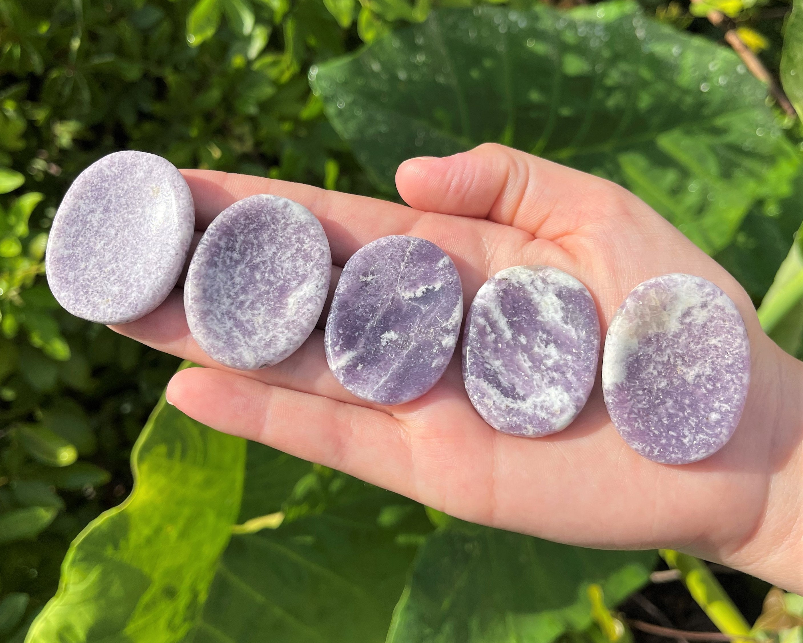 Lepidolite Palm Stones & Worry Stones Lepidolite Palm Stones & Worry Stones