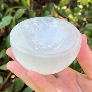 Selenite Charging Bowl, Medium 3&quot; Offering Bowl - Choose How Many (Selenite Crystal Cleaning Bowl, Carved Charging & Purification Bowl)
