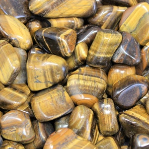 Gold Tiger Eye Tumbled Stones: Choose Ounces or lb Bulk Wholesale Lots (Premium Quality &#39;A&#39; Grade, Tumbled Gold Tiger Eye Crystals)
