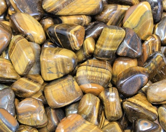 Gold Tiger Eye Tumbled Stones: Choose Ounces or lb Bulk Wholesale Lots (Premium Quality 'A' Grade, Tumbled Gold Tiger Eye Crystals)