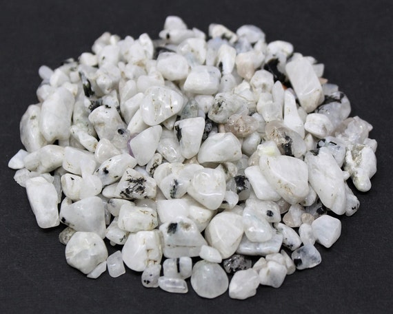 Rainbow Moonstone Semi Tumbled Gemstone Mini Chips 5 - 15 mm: Choose Ounces or lb Loose Wholesale Bulk Lots (Rainbow Moonstone Chips)